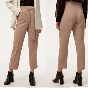 Aritzia Wilfred Geneva High Rise Tie Waist Ankle Pant Blush Sz 4